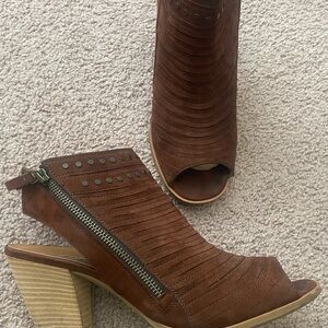Brown Peep-Toe Ankle Boots, PAUL GREEN